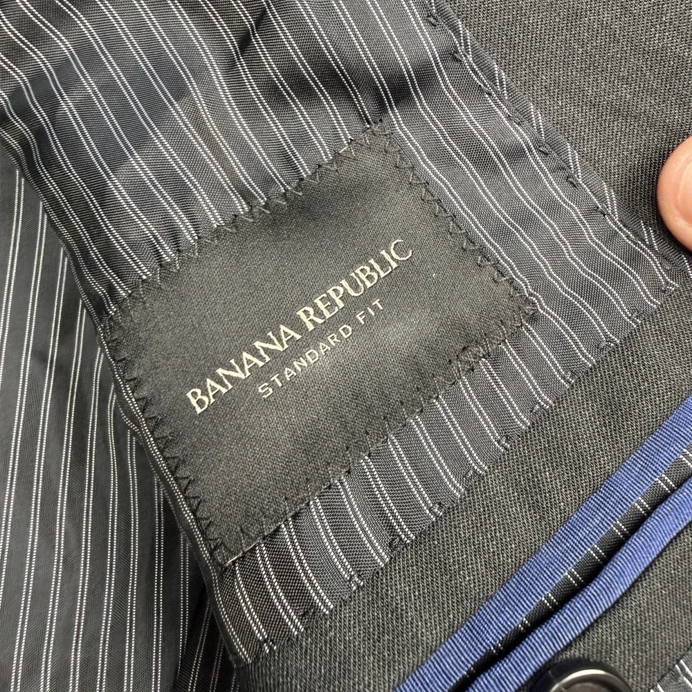 Banana Republic Suit Jacket Mens 38S Gray Standard Fit Marzotto Super 120s